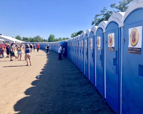 Long Line of Event Restrooms at the New Orleans Jazz Fest
